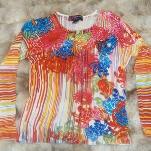 Multicolor Floral Striped Women's Top
